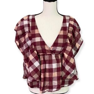 Mel rose and Market plaid peasant blouse